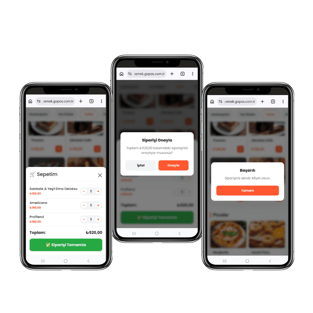 GOPOS QR menü entegrasyon online satış Restoran Otomasyon sistemi İşletme Yönetim Programı 